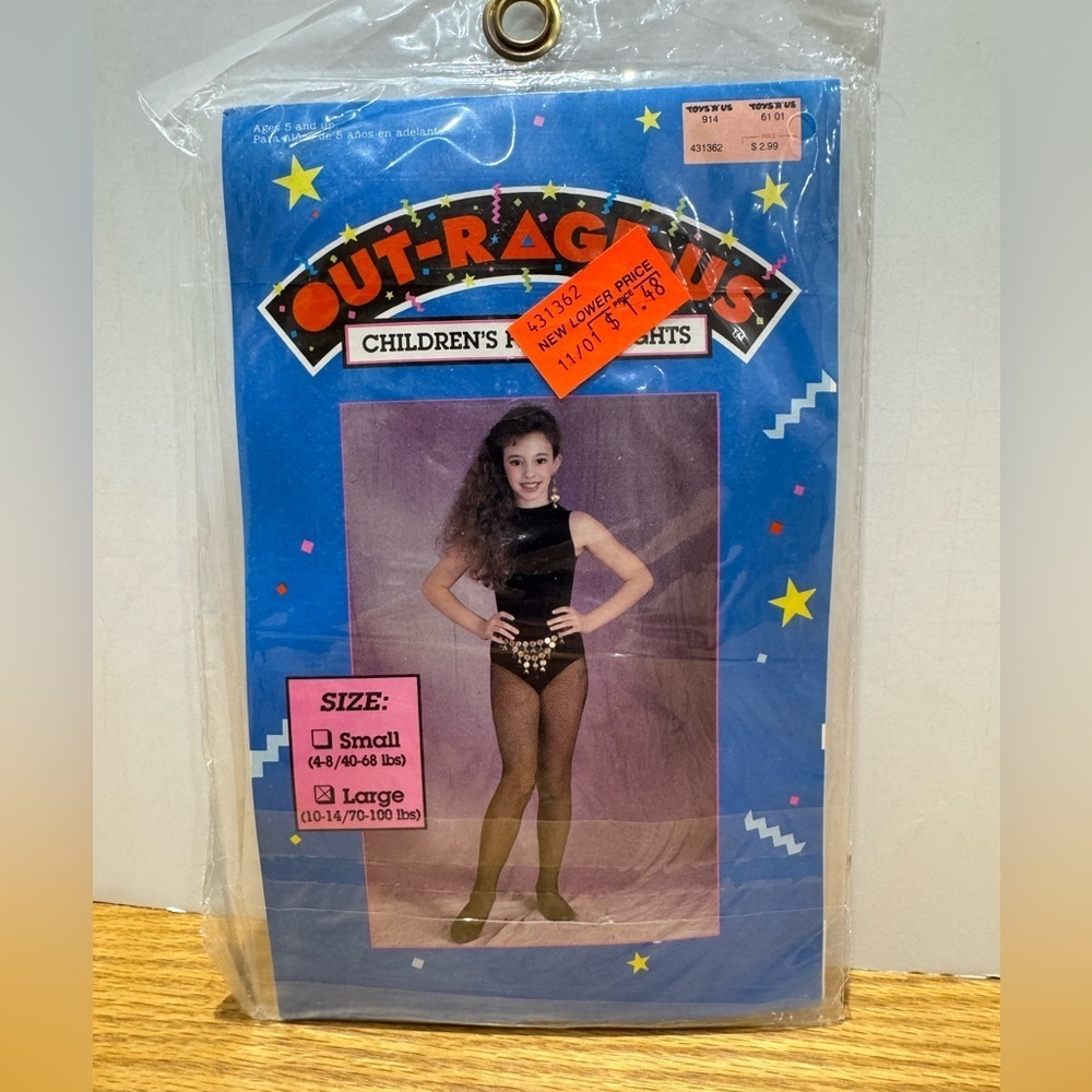 NWT vintage Out-Rageous Children's Dance fishnet Tights size large